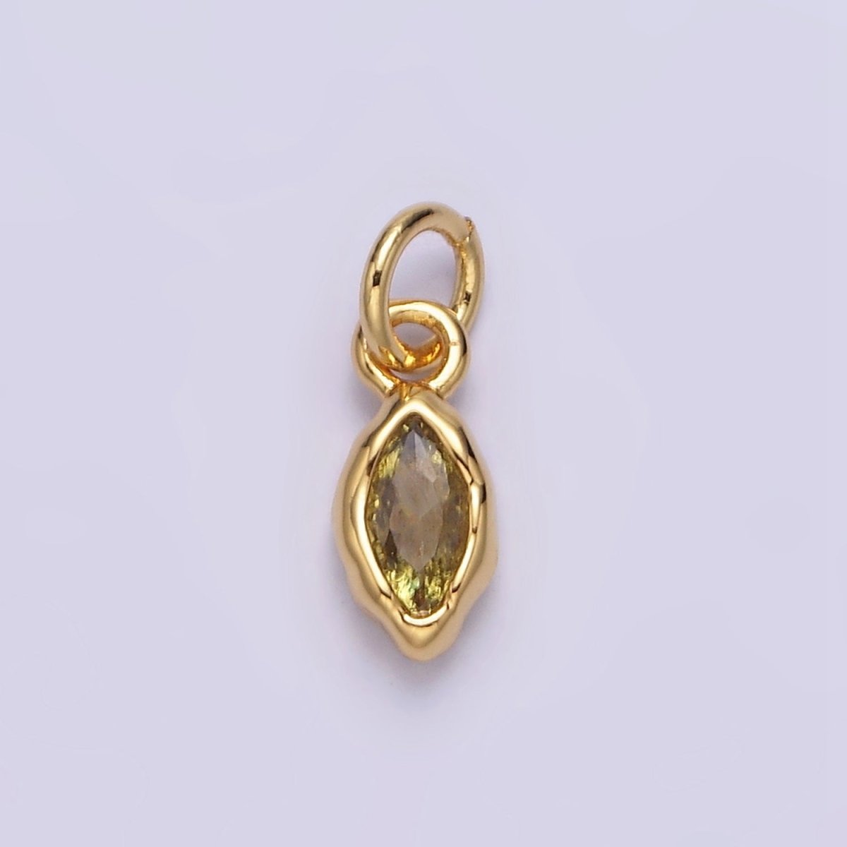 14K Gold Filled Molten Marquise Personalized Birth Month CZ Charm | AC-1378 - AC-1389