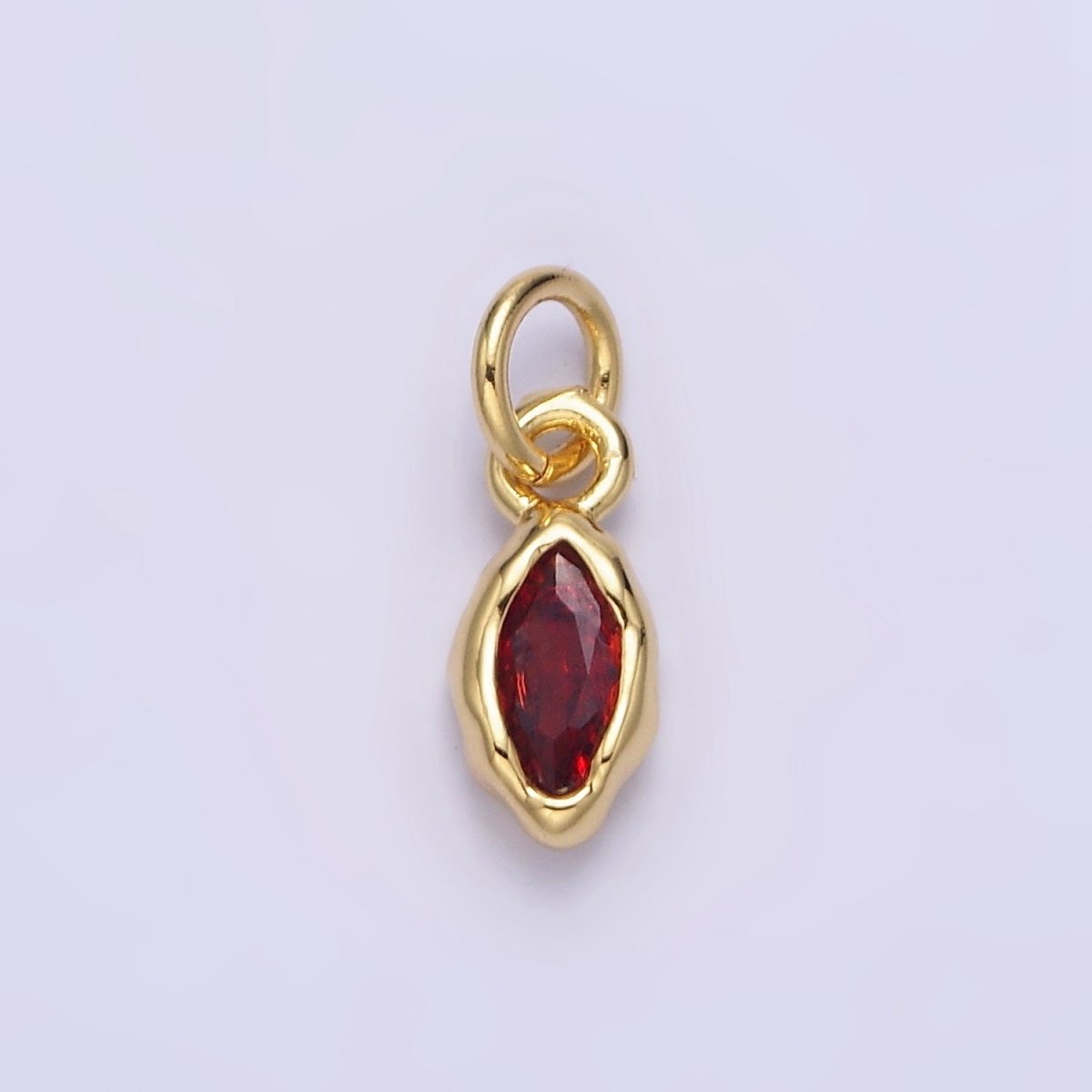 14K Gold Filled Molten Marquise Personalized Birth Month CZ Charm | AC-1378 - AC-1389