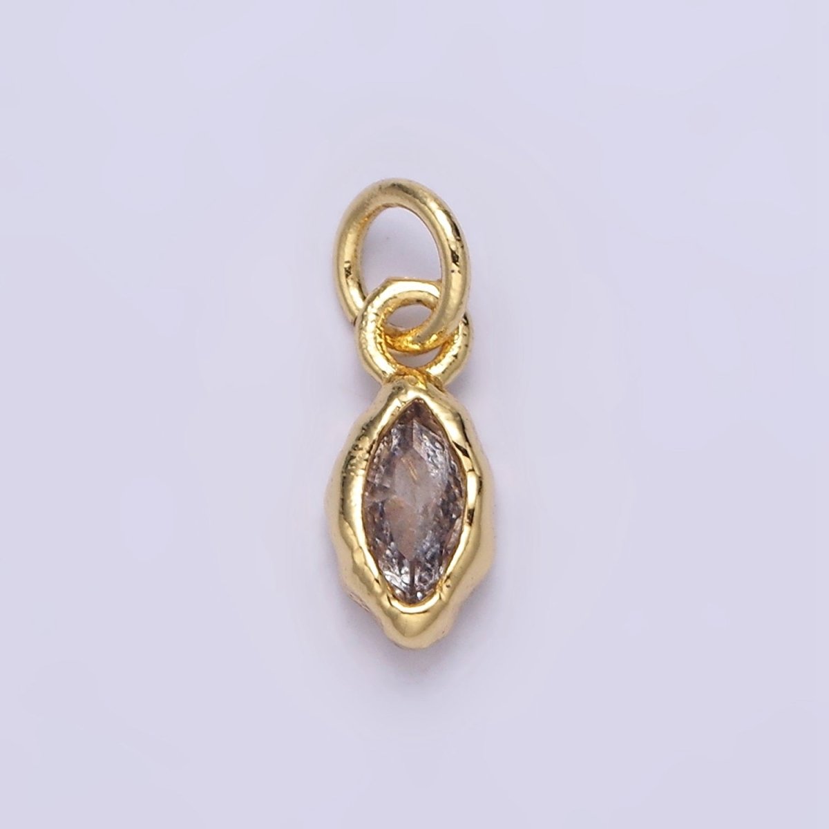 14K Gold Filled Molten Marquise Personalized Birth Month CZ Charm | AC-1378 - AC-1389