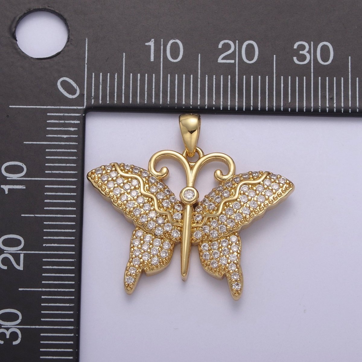 14K Gold Filled Monarch Butterfly Pendant CZ Micro Pave Butterfly Insect Charm Necklace Component for DIY Jewelry Making Supply N-546