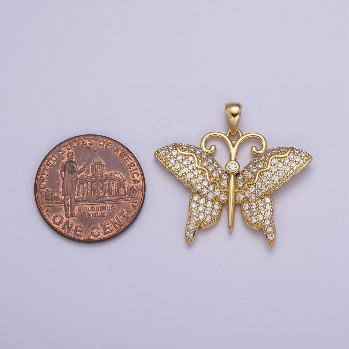 14K Gold Filled Monarch Butterfly Pendant CZ Micro Pave Butterfly Insect Charm Necklace Component for DIY Jewelry Making Supply N-546