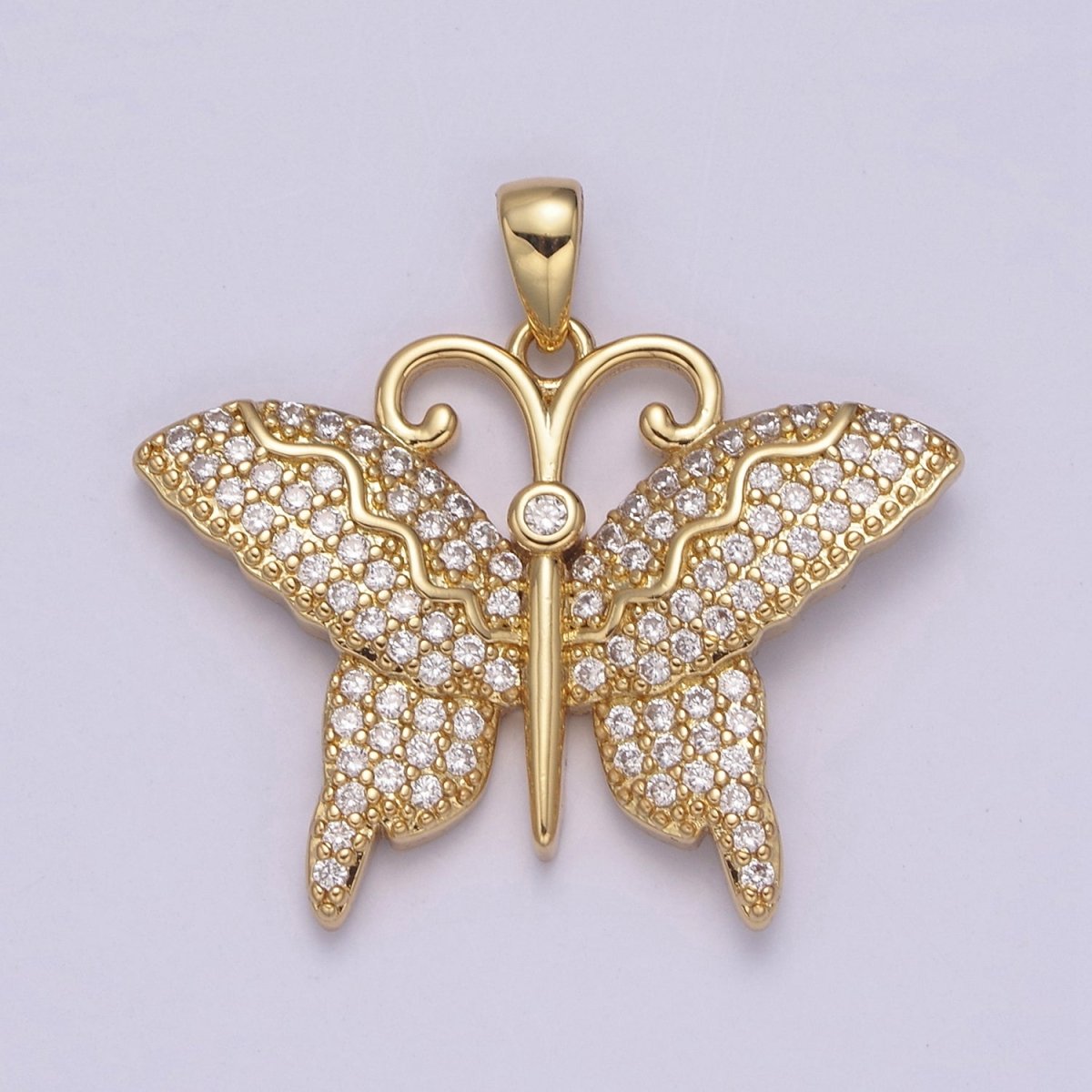 14K Gold Filled Monarch Butterfly Pendant CZ Micro Pave Butterfly Insect Charm Necklace Component for DIY Jewelry Making Supply N-546