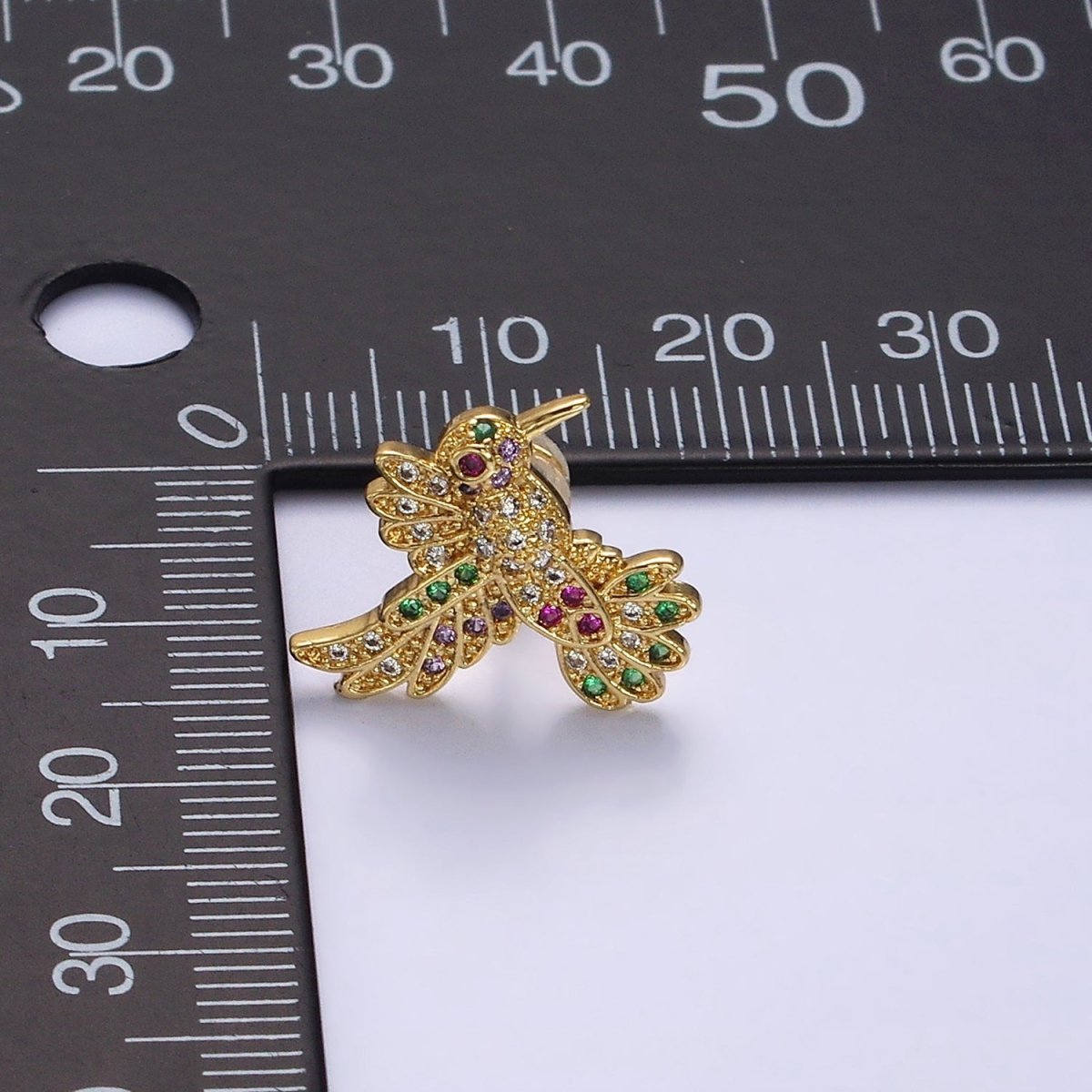 14K Gold Filled Multicolor Micro Paved CZ Hummingbird Pet Earrings Set in Gold & Silver | AD-434 AD-435