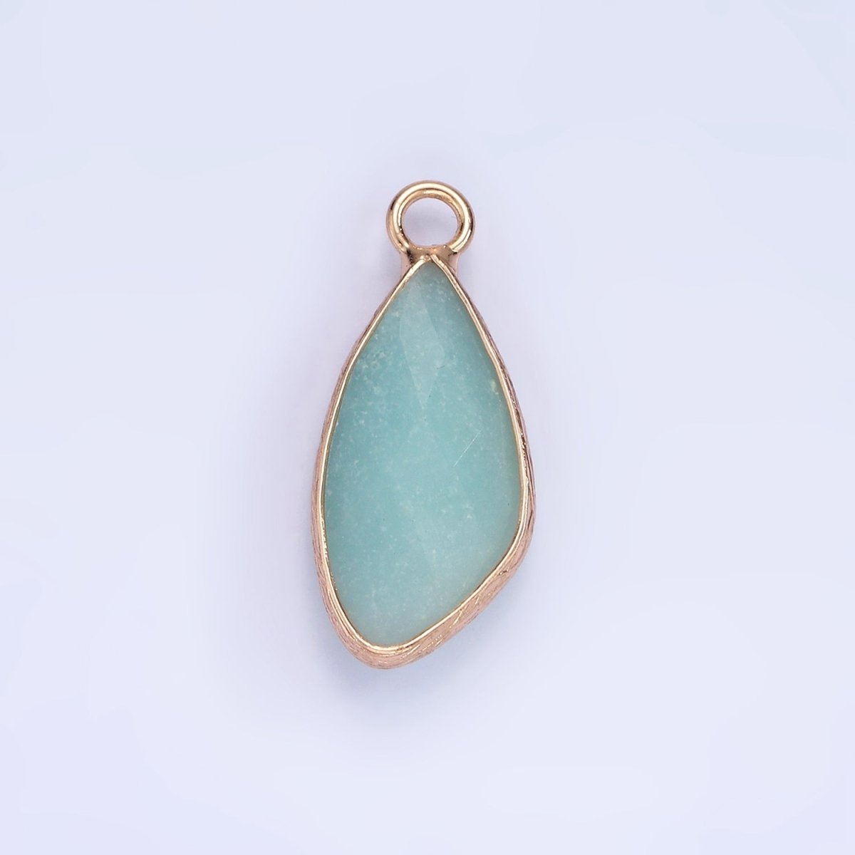 14K Gold Filled Multifaceted Amethyst, Clear Quartz, White Stone, Labradorite, Rose Quartz, Amazonite, Moonstone, Strawberry Quartz, Green watermelon stone Geometric Charm | N1660 - N1668