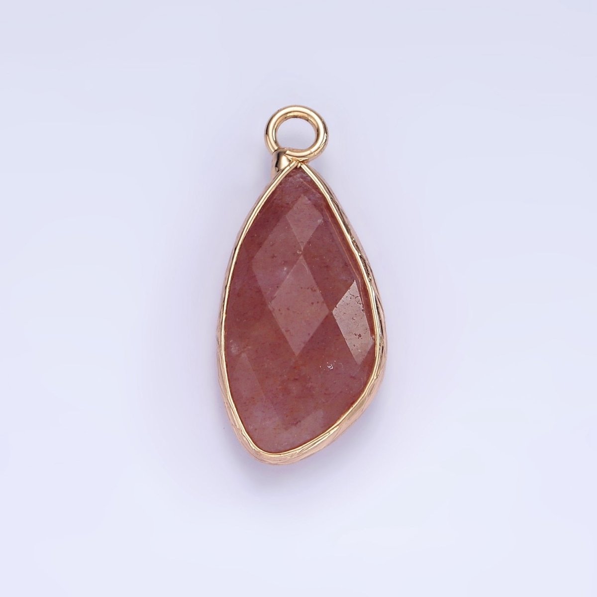 14K Gold Filled Multifaceted Amethyst, Clear Quartz, White Stone, Labradorite, Rose Quartz, Amazonite, Moonstone, Strawberry Quartz, Green watermelon stone Geometric Charm | N1660 - N1668