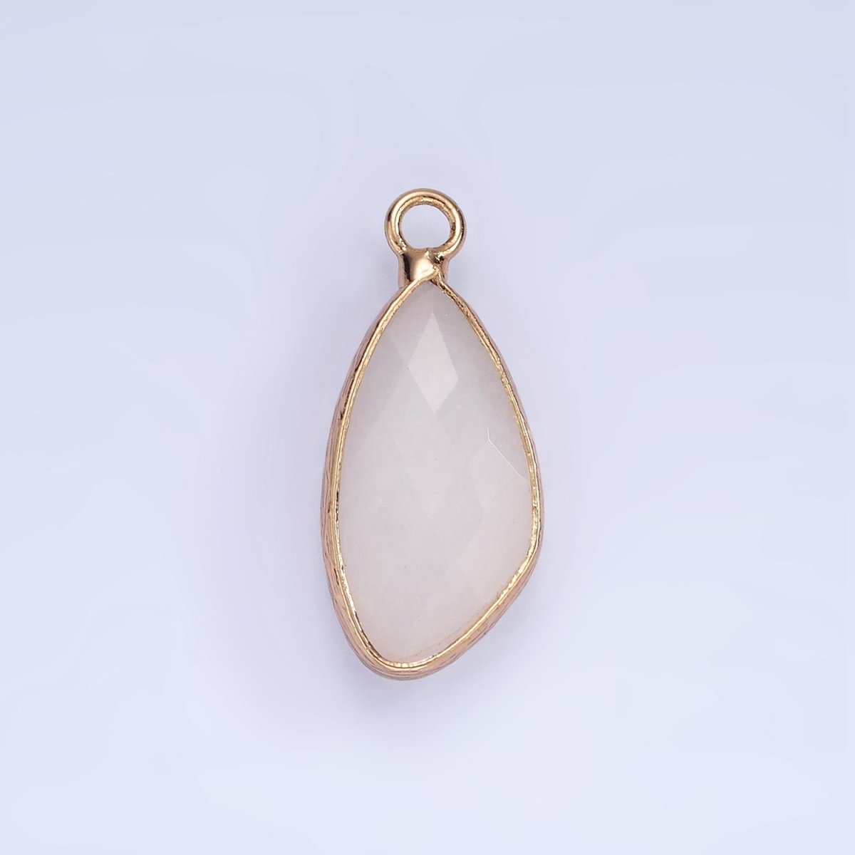 14K Gold Filled Multifaceted Amethyst, Clear Quartz, White Stone, Labradorite, Rose Quartz, Amazonite, Moonstone, Strawberry Quartz, Green watermelon stone Geometric Charm | N1660 - N1668