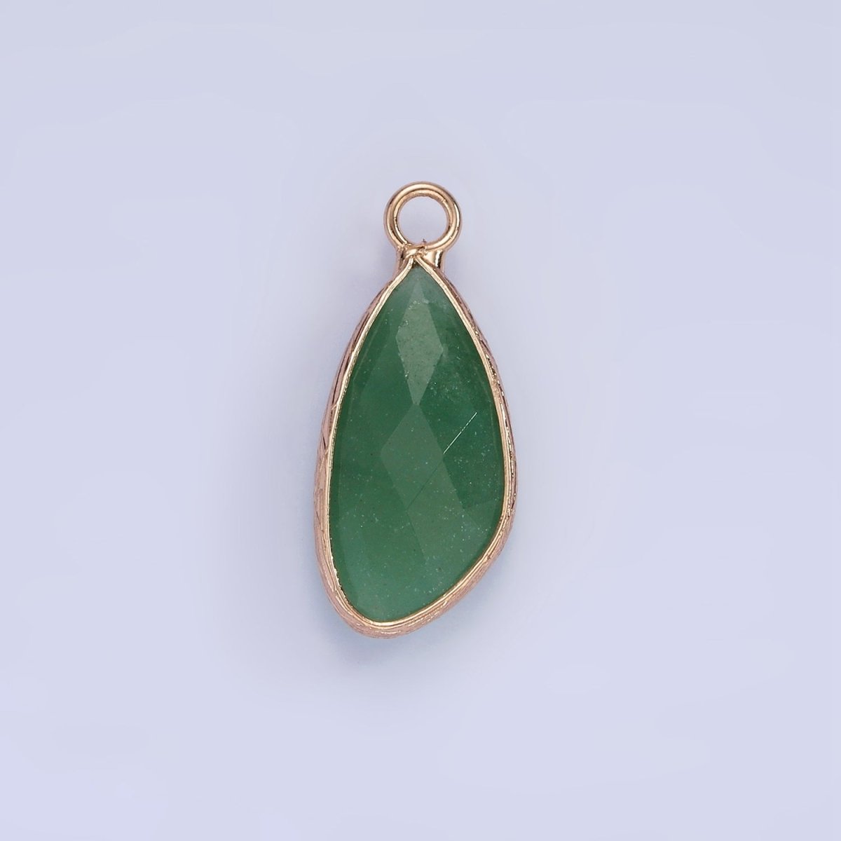 14K Gold Filled Multifaceted Amethyst, Clear Quartz, White Stone, Labradorite, Rose Quartz, Amazonite, Moonstone, Strawberry Quartz, Green watermelon stone Geometric Charm | N1660 - N1668