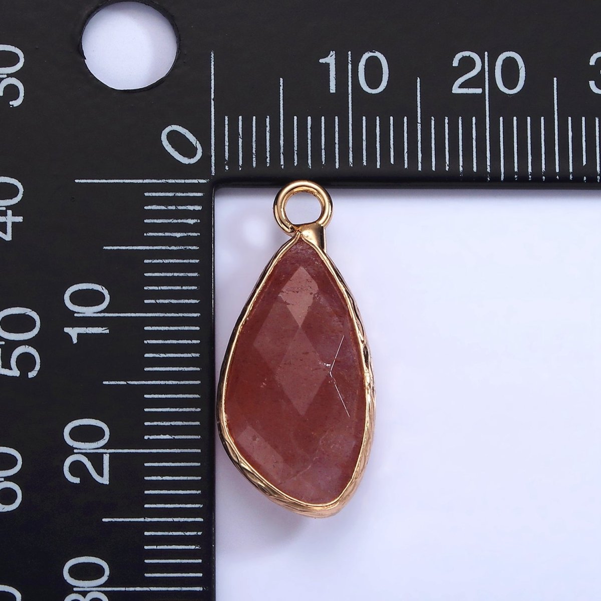 14K Gold Filled Multifaceted Amethyst, Clear Quartz, White Stone, Labradorite, Rose Quartz, Amazonite, Moonstone, Strawberry Quartz, Green watermelon stone Geometric Charm | N1660 - N1668