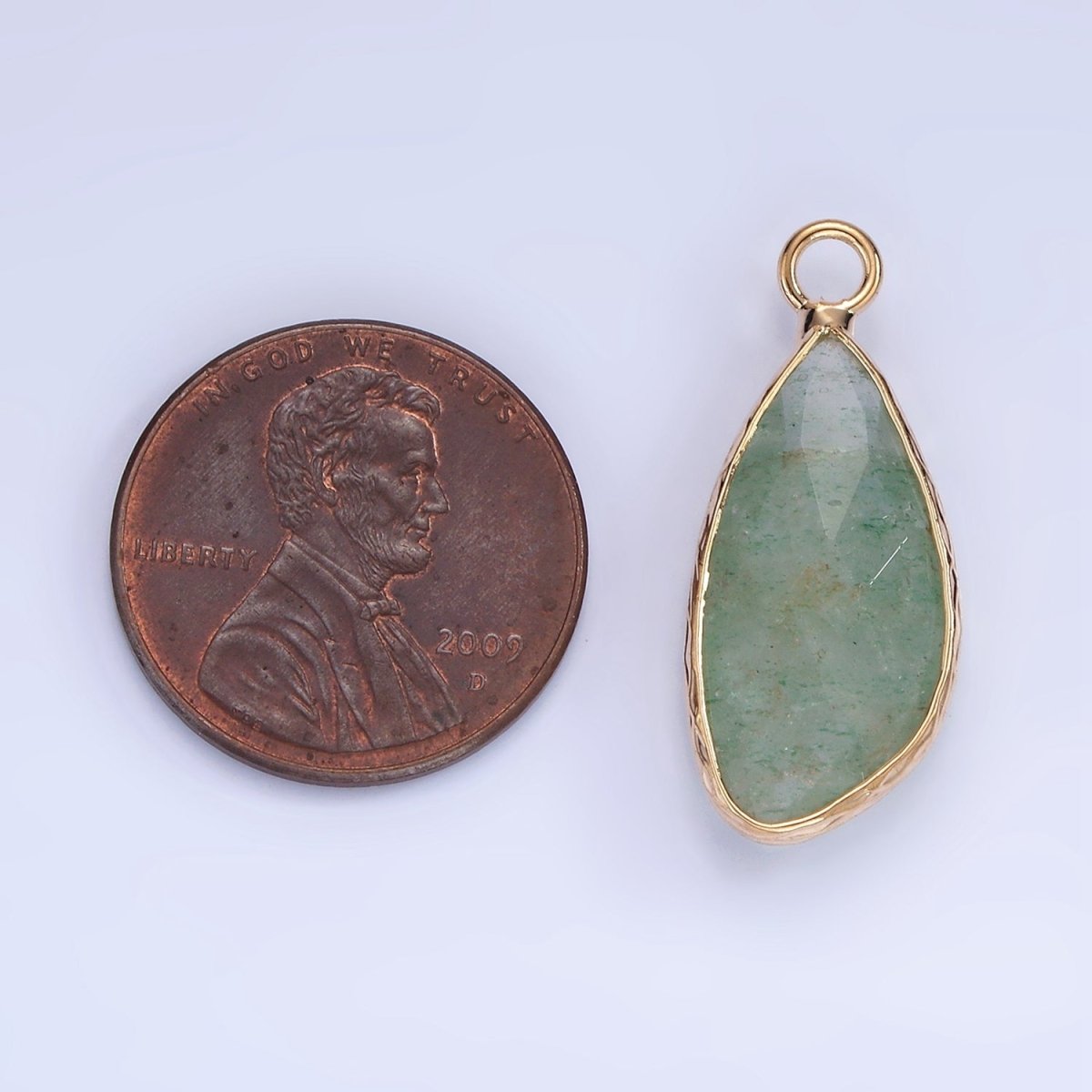 14K Gold Filled Multifaceted Amethyst, Clear Quartz, White Stone, Labradorite, Rose Quartz, Amazonite, Moonstone, Strawberry Quartz, Green watermelon stone Geometric Charm | N1660 - N1668