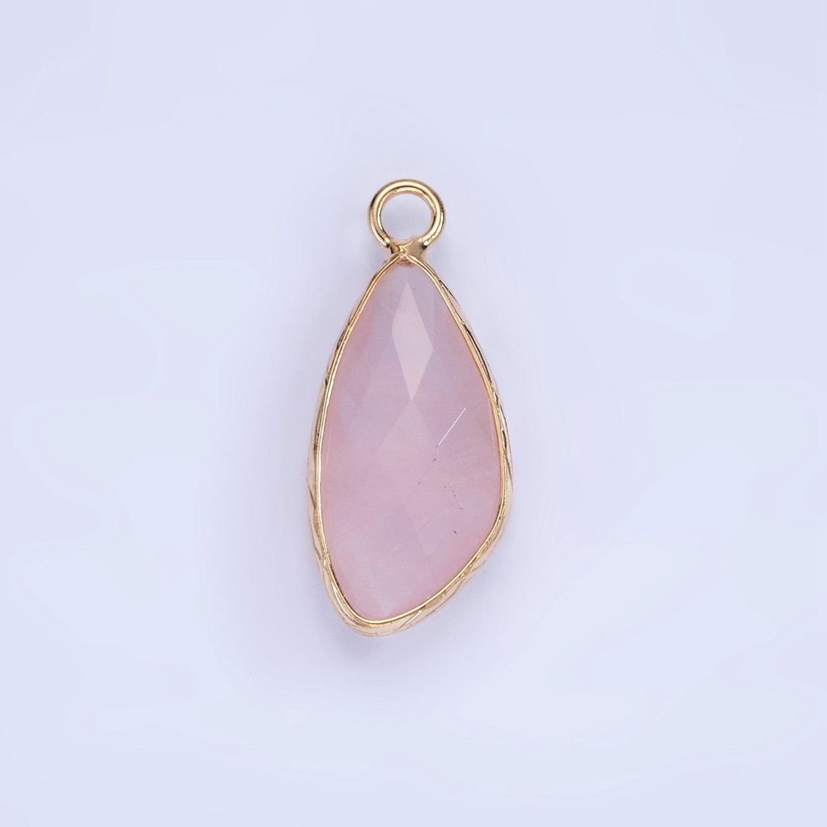 14K Gold Filled Multifaceted Amethyst, Clear Quartz, White Stone, Labradorite, Rose Quartz, Amazonite, Moonstone, Strawberry Quartz, Green watermelon stone Geometric Charm | N1660 - N1668