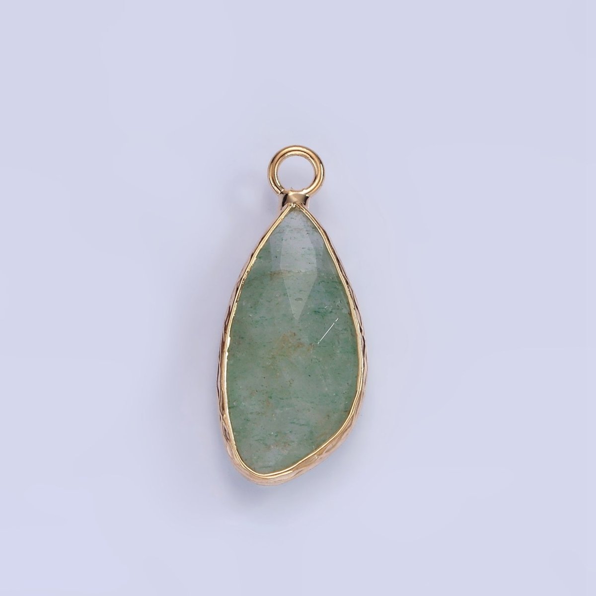 14K Gold Filled Multifaceted Amethyst, Clear Quartz, White Stone, Labradorite, Rose Quartz, Amazonite, Moonstone, Strawberry Quartz, Green watermelon stone Geometric Charm | N1660 - N1668