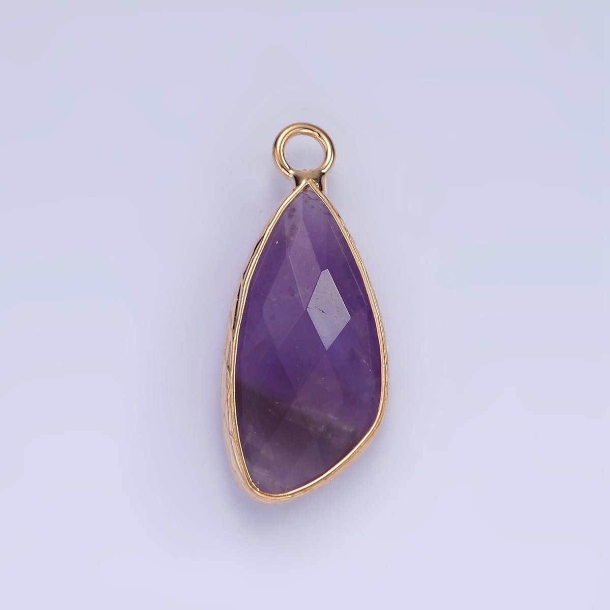 14K Gold Filled Multifaceted Amethyst, Clear Quartz, White Stone, Labradorite, Rose Quartz, Amazonite, Moonstone, Strawberry Quartz, Green watermelon stone Geometric Charm | N1660 - N1668