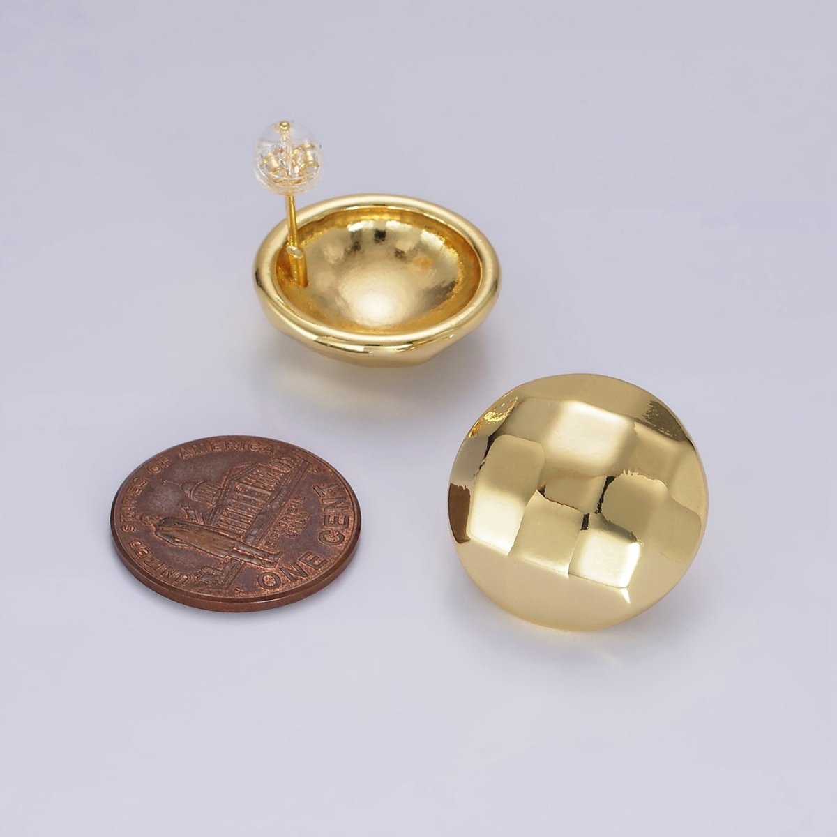 14K Gold Filled Multifaceted Round Dome Stud Earrings | V240