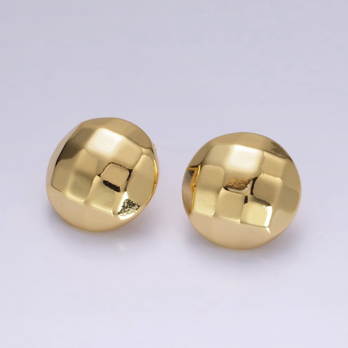 14K Gold Filled Multifaceted Round Dome Stud Earrings | V240