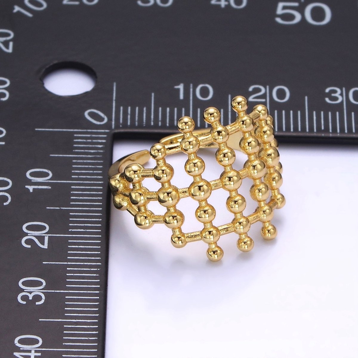 14K Gold Filled Multiple Beaded Bubble Lined Open Ring in Gold & Silver | O1270 O1271