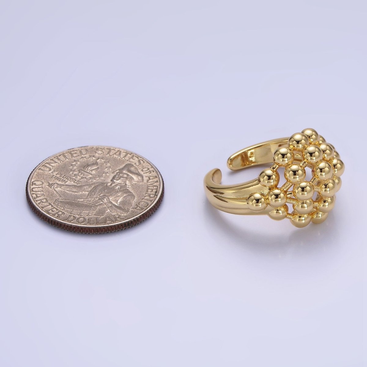 14K Gold Filled Multiple Beaded Bubble Round Signet Ring in Gold & Silver | O1266 O1267