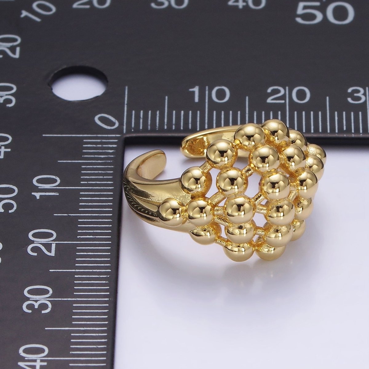 14K Gold Filled Multiple Beaded Bubble Round Signet Ring in Gold & Silver | O1266 O1267