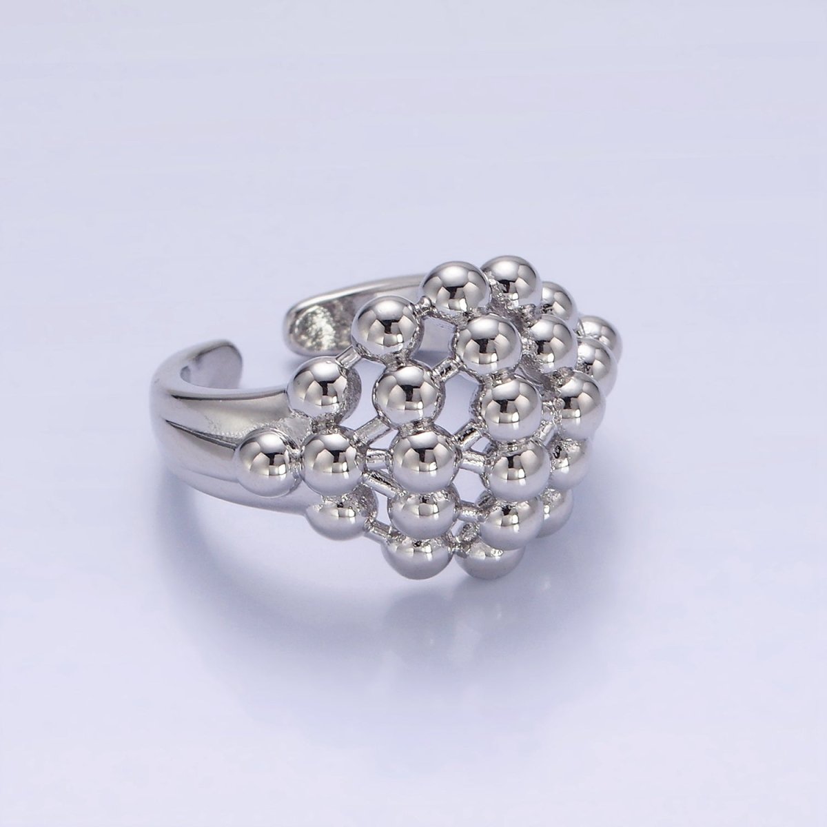 14K Gold Filled Multiple Beaded Bubble Round Signet Ring in Gold & Silver | O1266 O1267