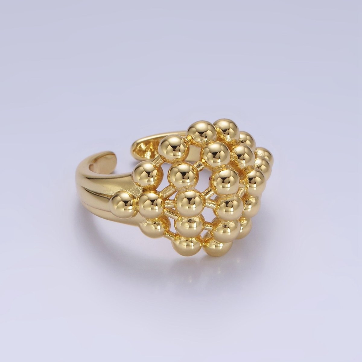 14K Gold Filled Multiple Beaded Bubble Round Signet Ring in Gold & Silver | O1266 O1267