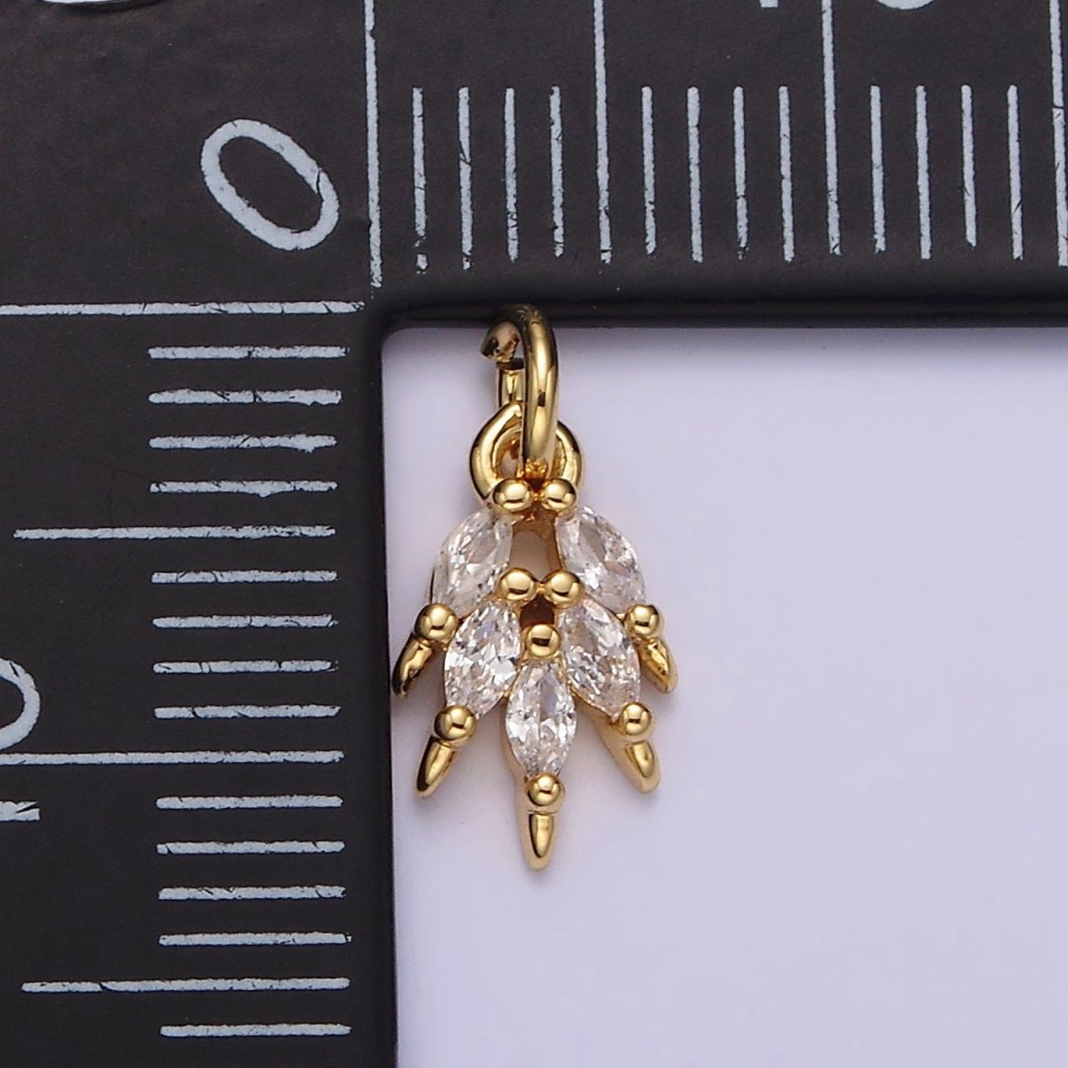 14K Gold Filled Multiple Clear Marquise CZ Leaf Mini Add-On Charm | N1094