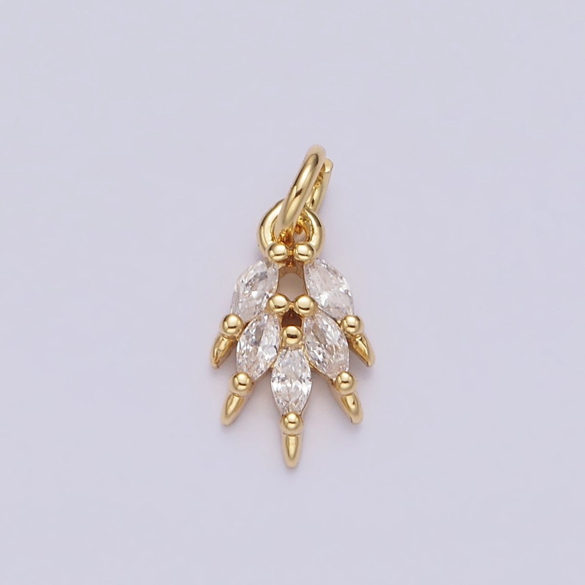 14K Gold Filled Multiple Clear Marquise CZ Leaf Mini Add-On Charm | N1094