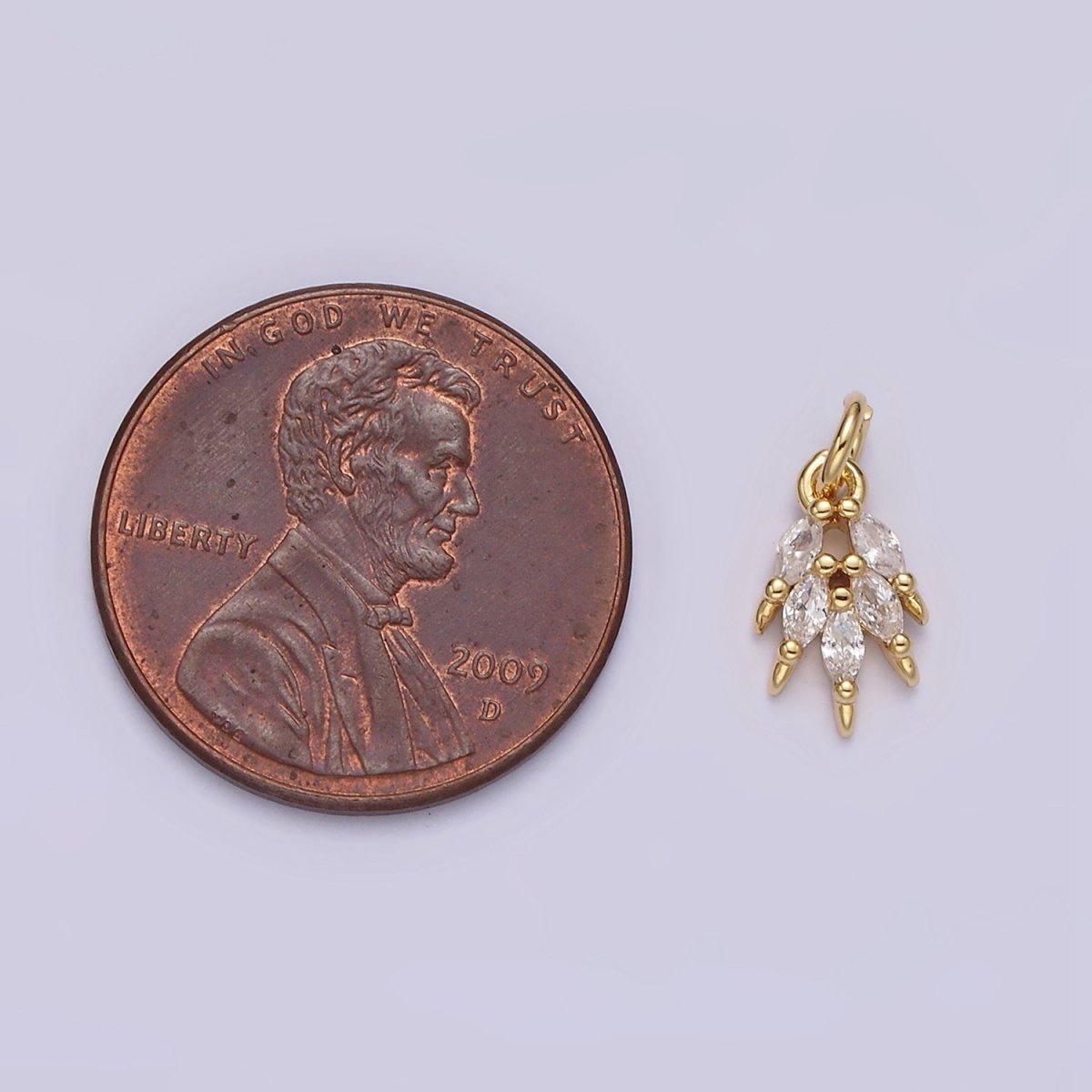 14K Gold Filled Multiple Clear Marquise CZ Leaf Mini Add-On Charm | N1094