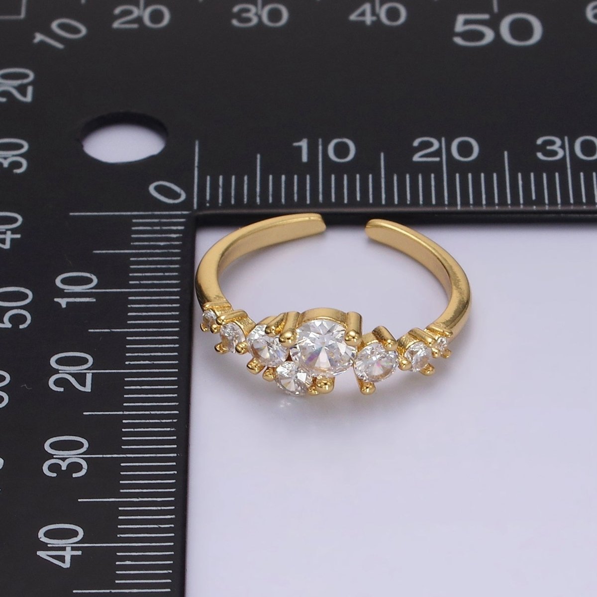 14K Gold Filled Multiple Clear Round CZ Bubble Ring | O1053
