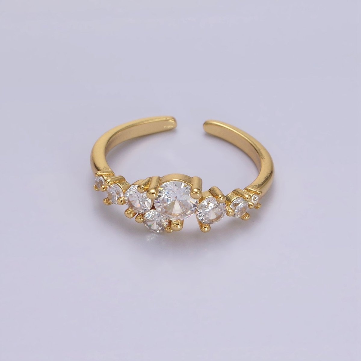 14K Gold Filled Multiple Clear Round CZ Bubble Ring | O1053