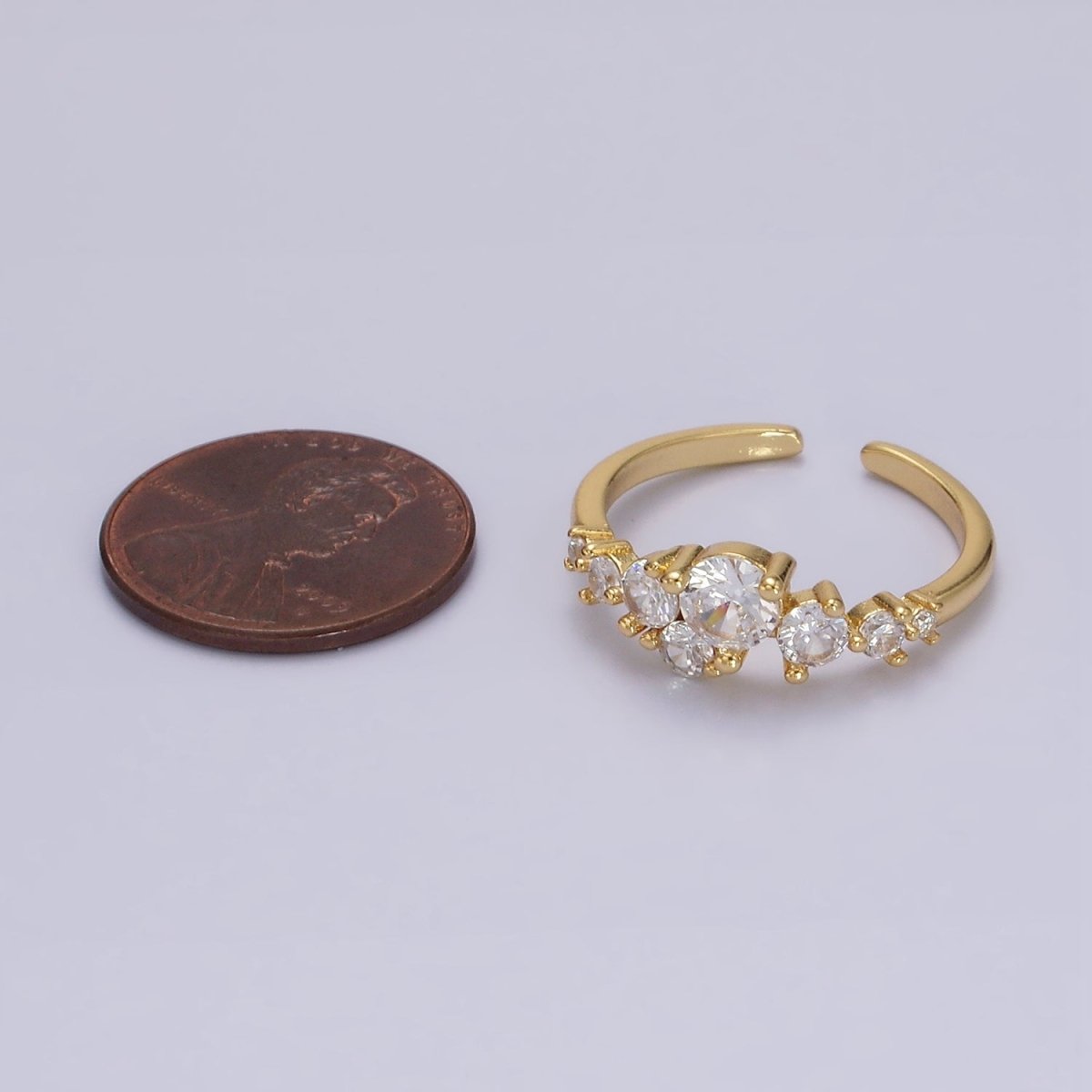 14K Gold Filled Multiple Clear Round CZ Bubble Ring | O1053