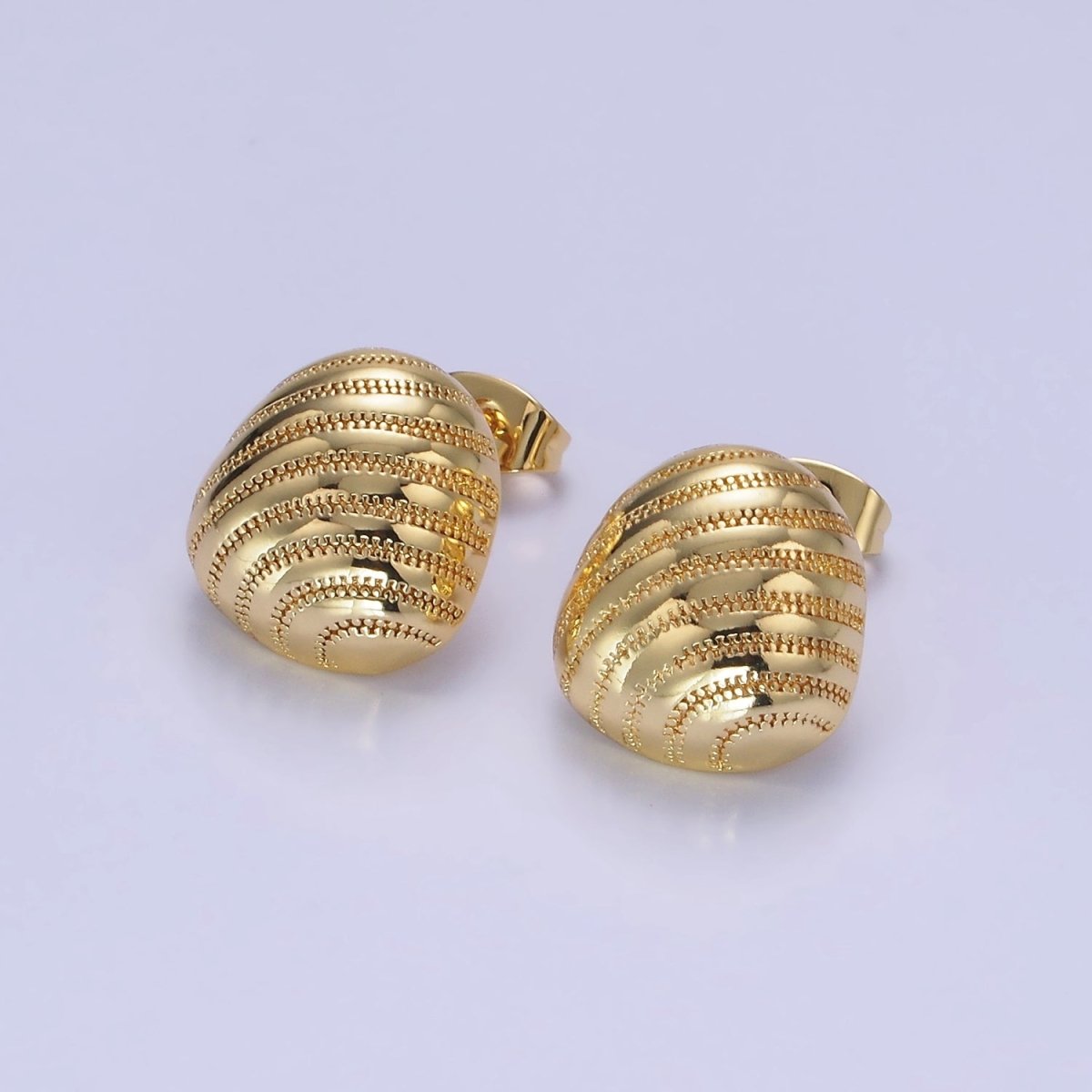 14K Gold Filled Multiple Dotted Zipper  Dome Oval Stud Earrings | AB1255