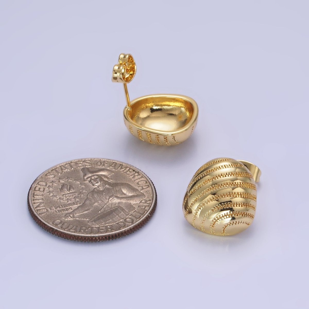 14K Gold Filled Multiple Dotted Zipper  Dome Oval Stud Earrings | AB1255