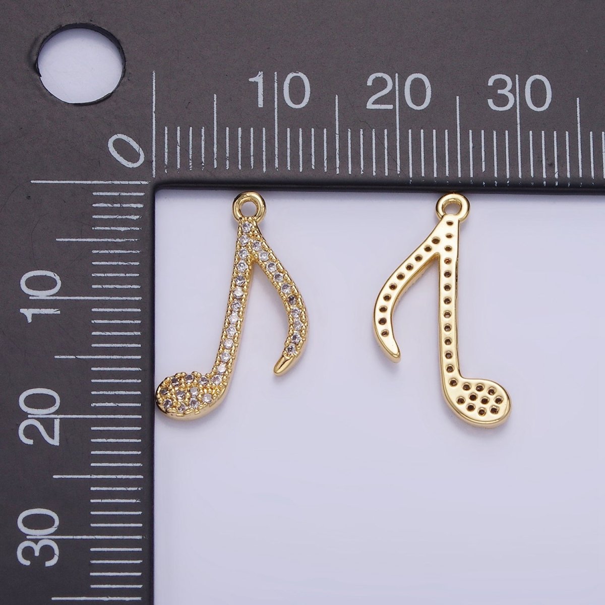 14K Gold Filled Music Eight Note Micro Paved CZ Charm | AG704
