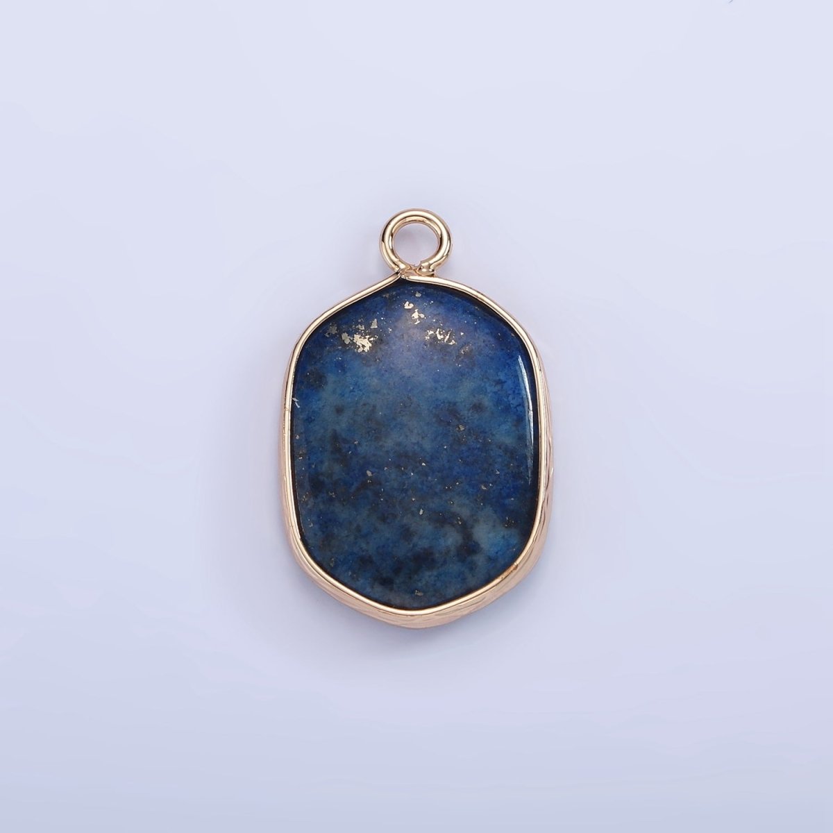 14K Gold Filled Natural Gemstone Multifaceted Oval Bezel Charm | N1673 - N1677 N1699