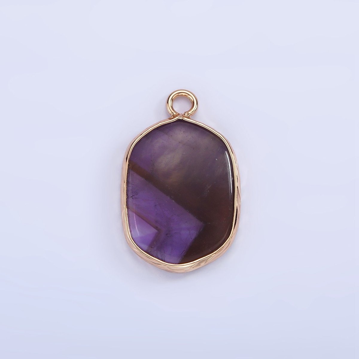 14K Gold Filled Natural Gemstone Multifaceted Oval Bezel Charm | N1673 - N1677 N1699