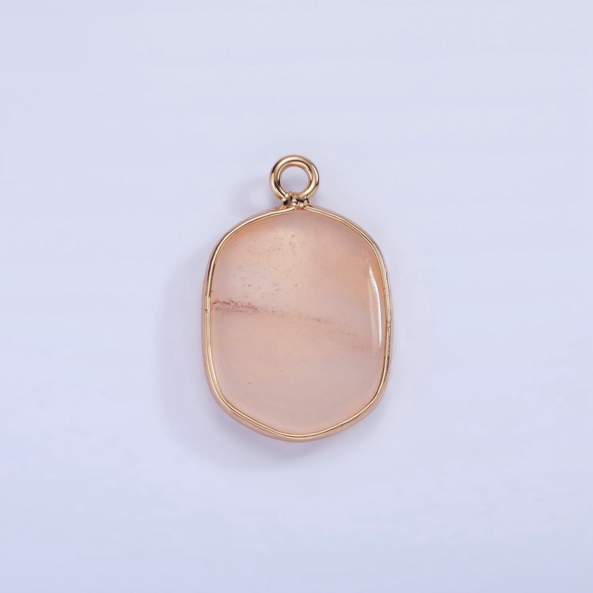 14K Gold Filled Natural Gemstone Multifaceted Oval Bezel Charm | N1673 - N1677 N1699