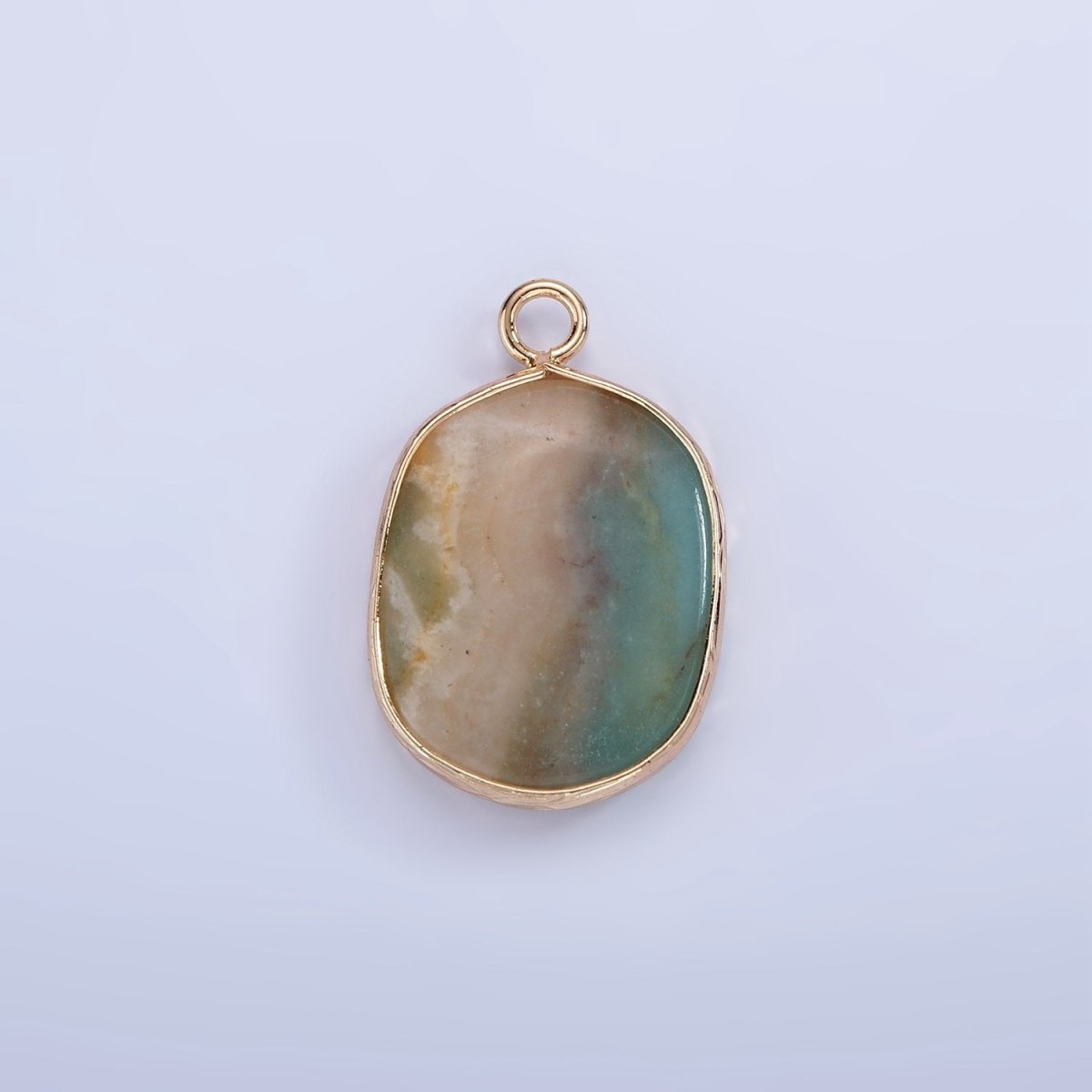 14K Gold Filled Natural Gemstone Multifaceted Oval Bezel Charm | N1673 - N1677 N1699