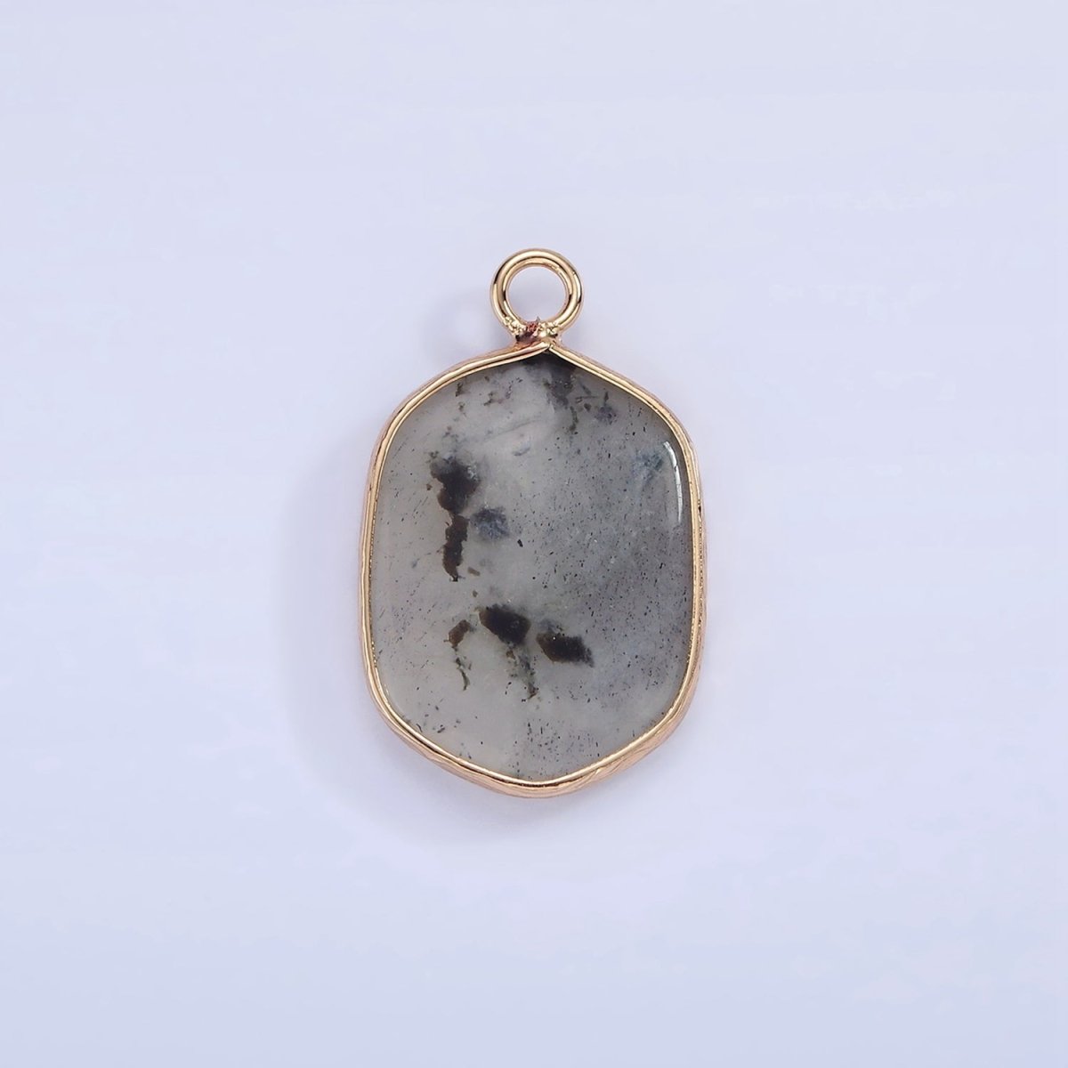14K Gold Filled Natural Gemstone Multifaceted Oval Bezel Charm | N1673 - N1677 N1699