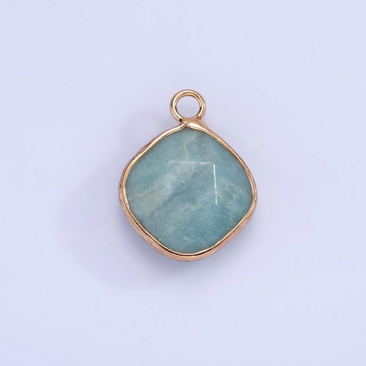 14K Gold Filled Natural Gemstone Multifaceted Rhombus Bezel Charm | N1669 - N1672