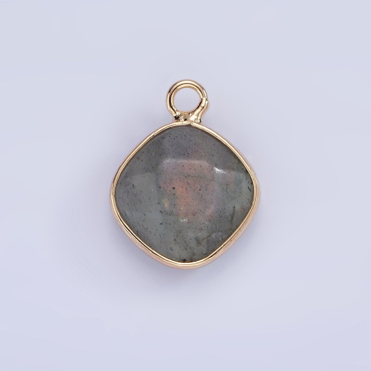14K Gold Filled Natural Gemstone Multifaceted Rhombus Bezel Charm | N1669 - N1672