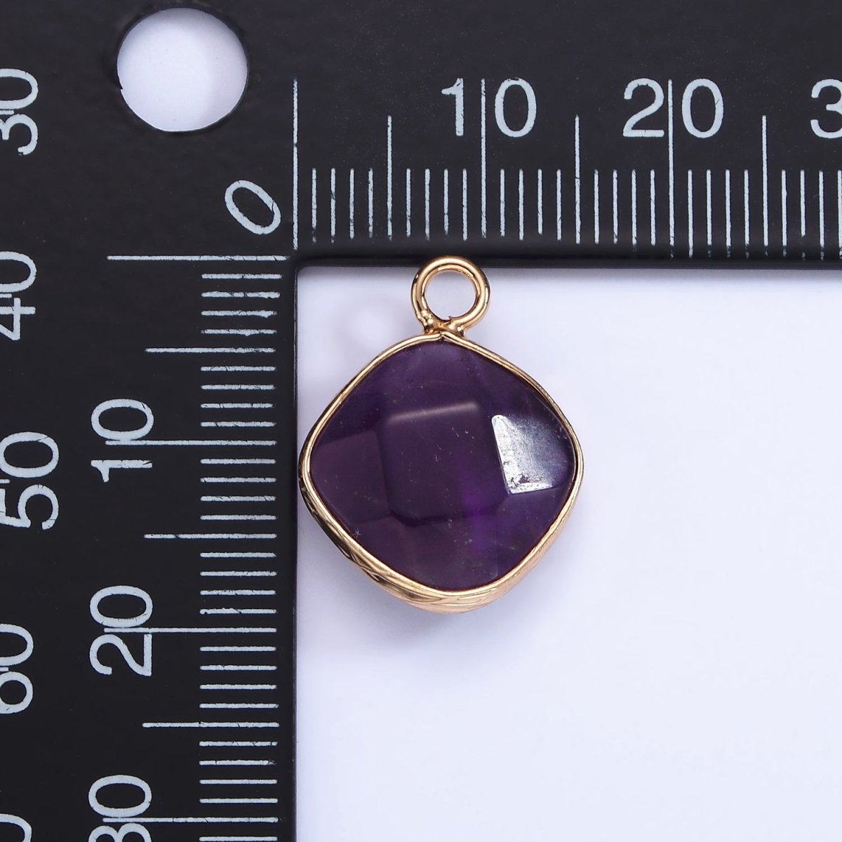 14K Gold Filled Natural Gemstone Multifaceted Rhombus Bezel Charm | N1669 - N1672