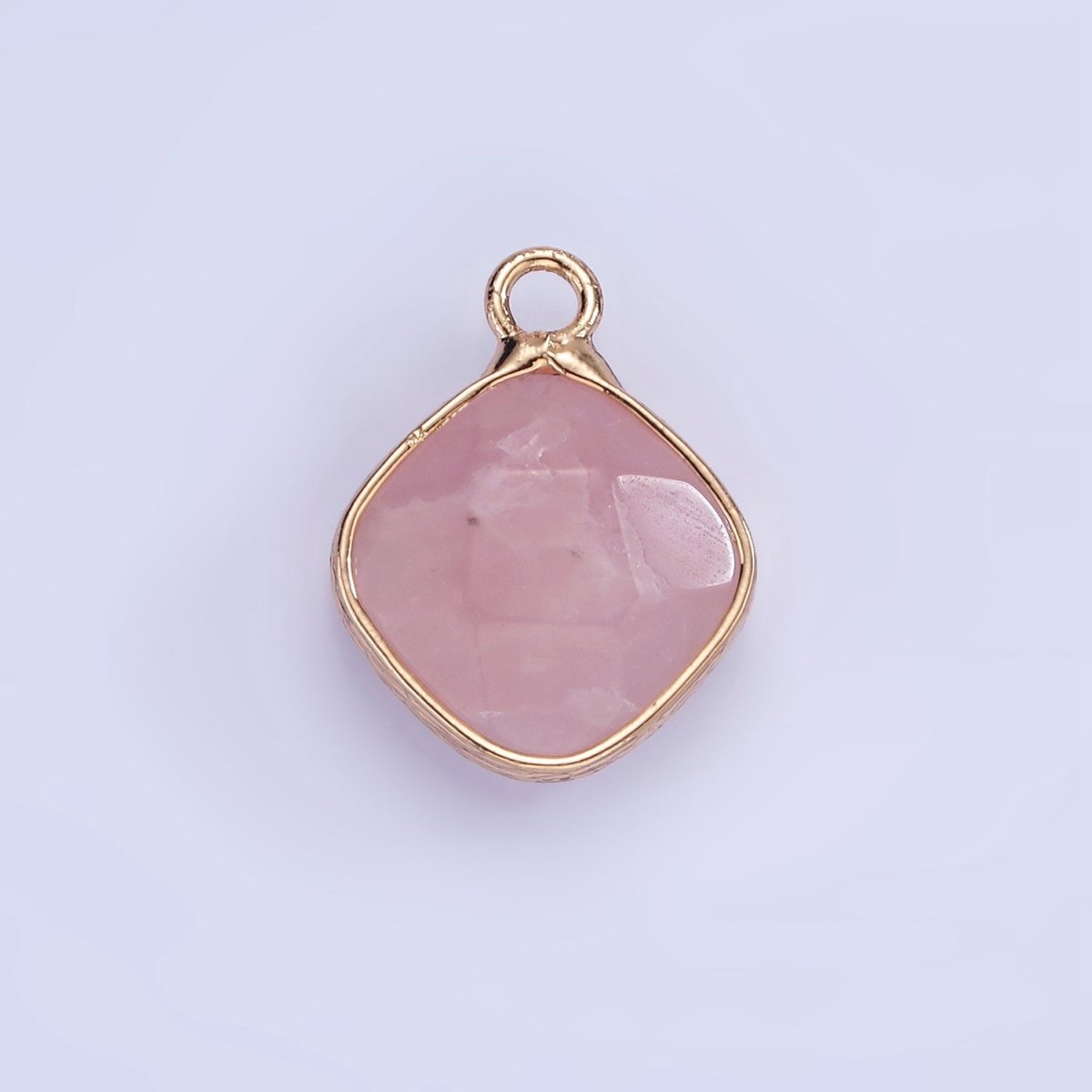 14K Gold Filled Natural Gemstone Multifaceted Rhombus Bezel Charm | N1669 - N1672