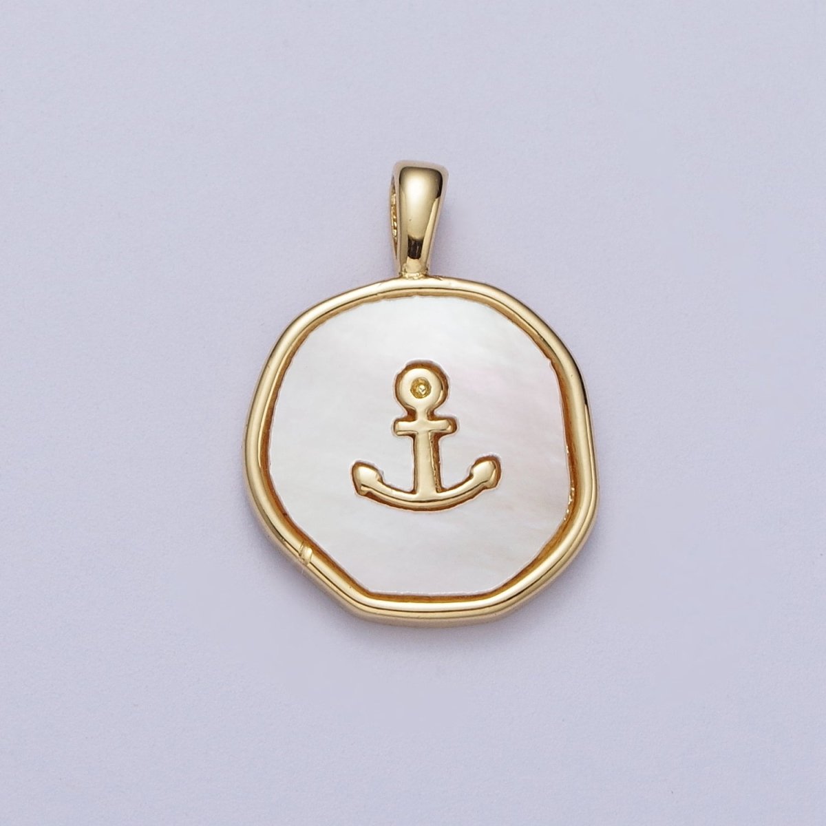 14K Gold Filled Nautical Ship Anchor Shell Pearl Round Pearl  I-565