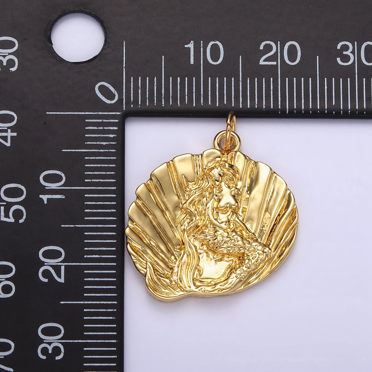 14K Gold Filled Ocean Mermaid Clam Sea Shell Dented Charm in Gold & Silver | N1118 N1119