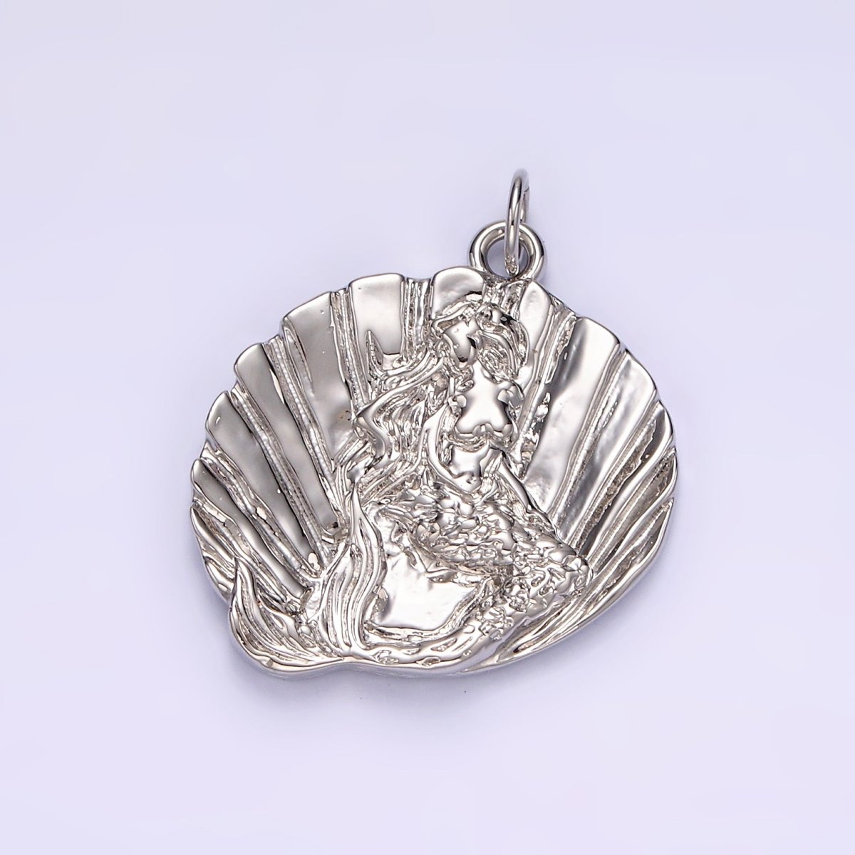 14K Gold Filled Ocean Mermaid Clam Sea Shell Dented Charm in Gold & Silver | N1118 N1119