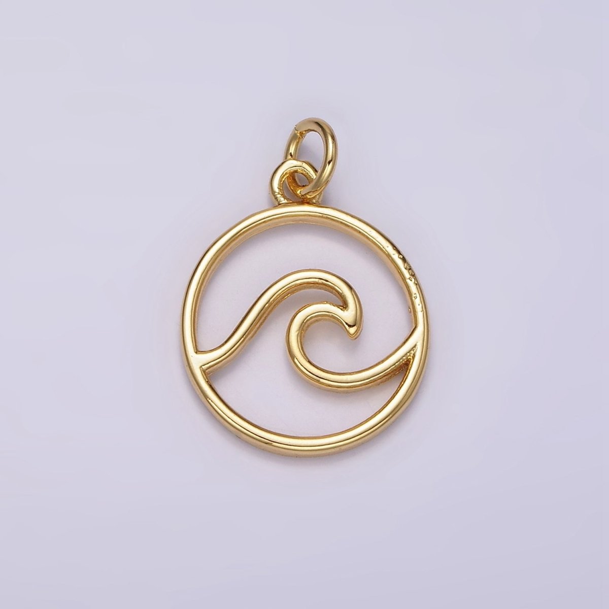 14K Gold Filled Ocean Water Minimalist Bezel Open Round Charm | AC-906