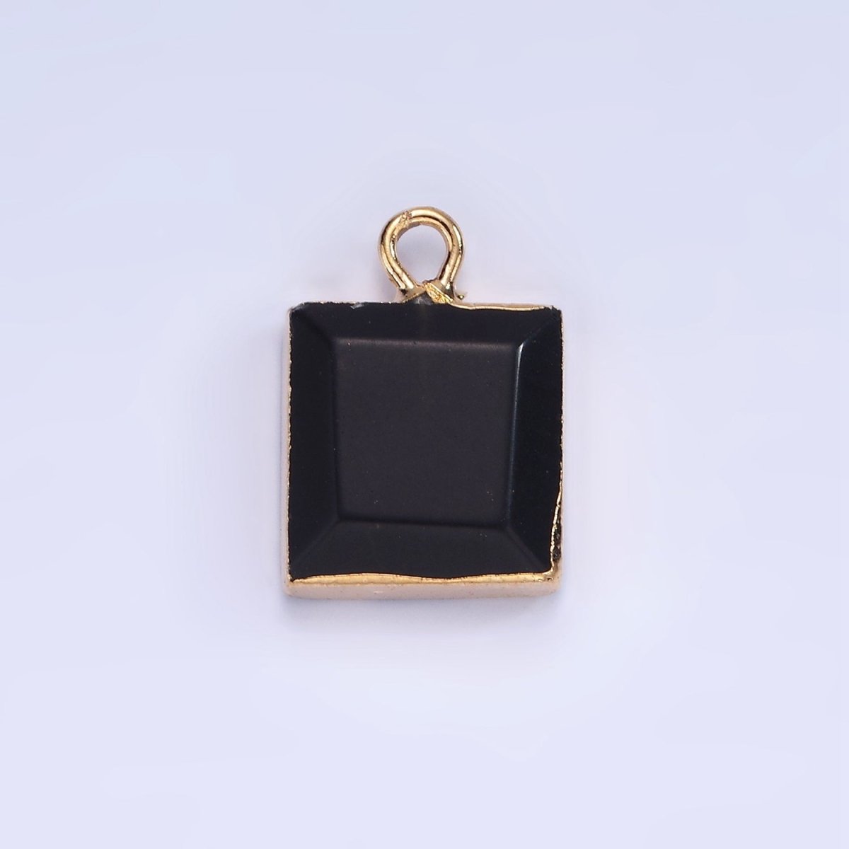 14K Gold Filled Onyx, Amazonite, Pink Quartz Square Bezel Charm | N1688 - N1690