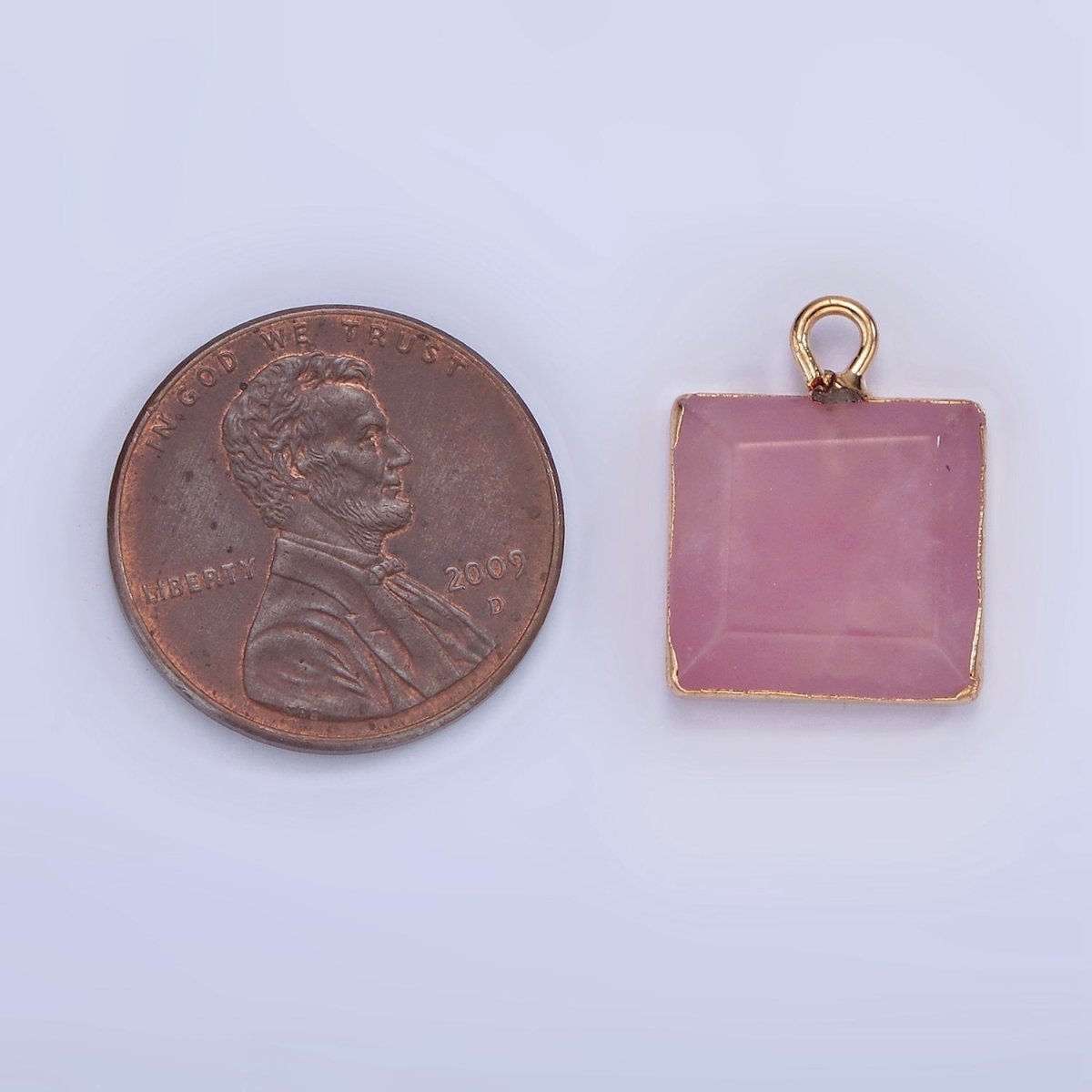 14K Gold Filled Onyx, Amazonite, Pink Quartz Square Bezel Charm | N1688 - N1690