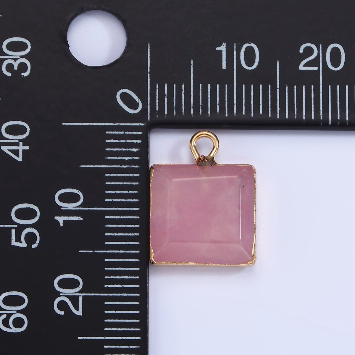 14K Gold Filled Onyx, Amazonite, Pink Quartz Square Bezel Charm | N1688 - N1690