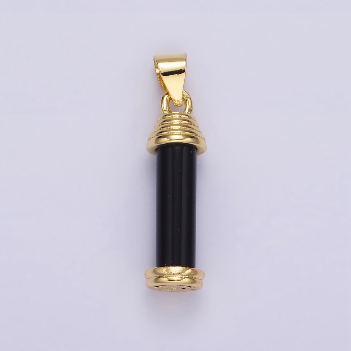 14K Gold Filled Onyx, Carnelian, Amazonite, Clear Quartz, Tiger Eye, Rose Quartz, Howlite, Amethyst Lined Cylinder Tube Pendant | AA729 - AA736