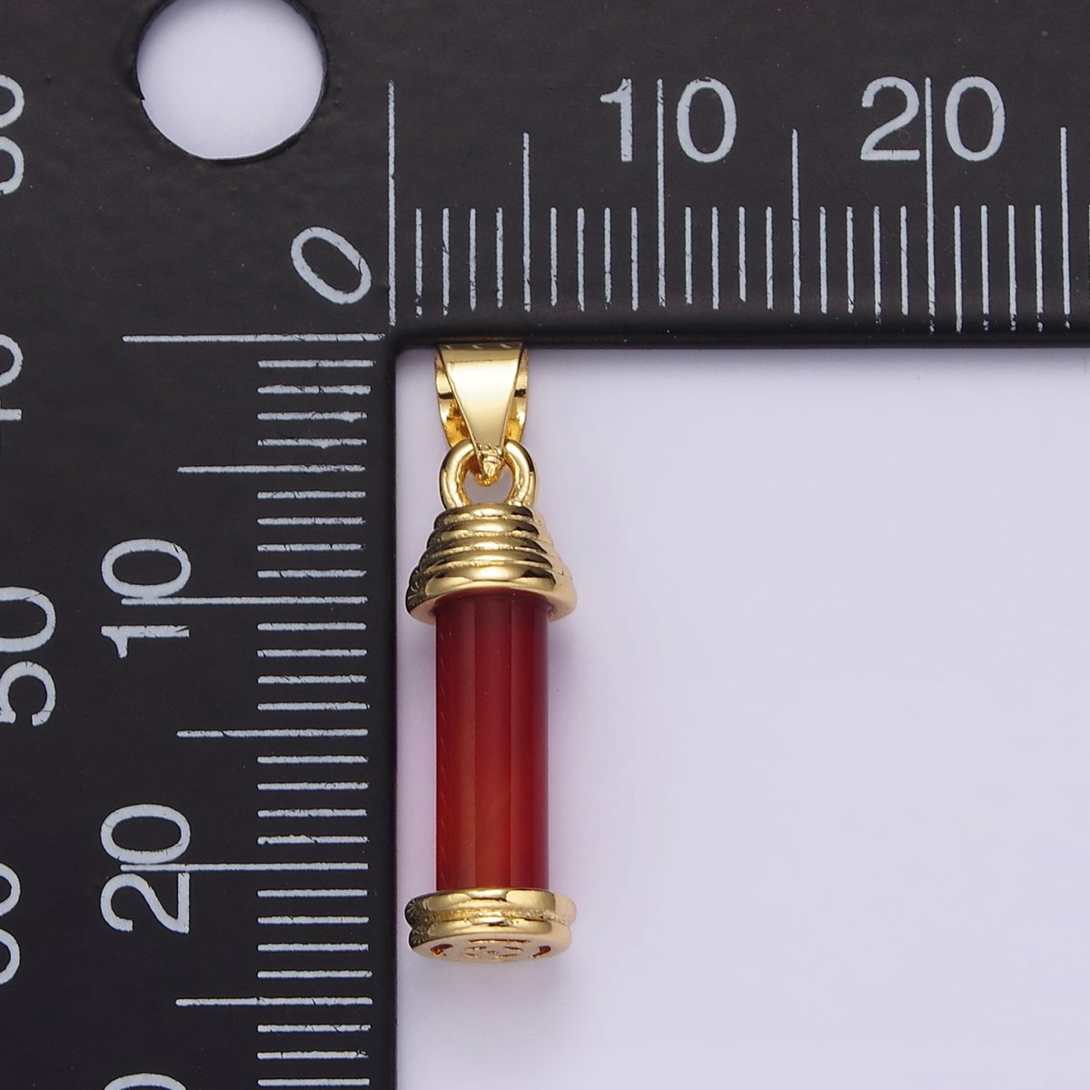 14K Gold Filled Onyx, Carnelian, Amazonite, Clear Quartz, Tiger Eye, Rose Quartz, Howlite, Amethyst Lined Cylinder Tube Pendant | AA729 - AA736